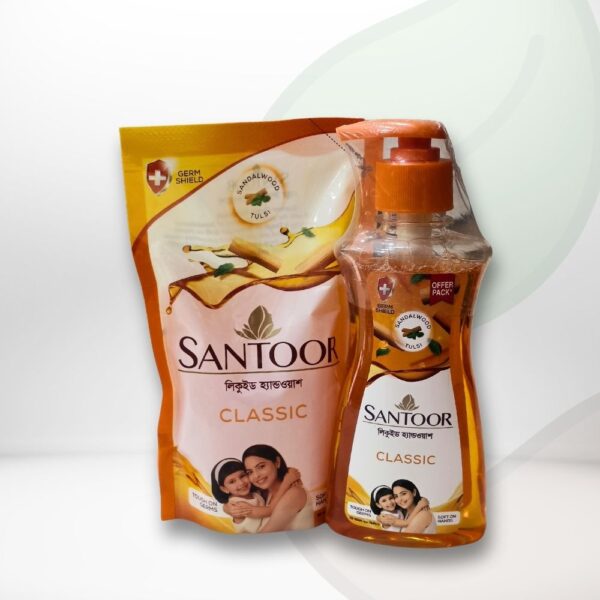 Santoor Classic Liquid Handwash Pump 200ml with 180ml Refill Pack Free